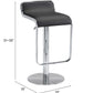 HomeRoots Modern Faux Leather and Chrome Adjustable Pedestal Barstool in Black Finish
