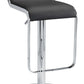 HomeRoots Modern Faux Leather and Chrome Adjustable Pedestal Barstool in Black Finish