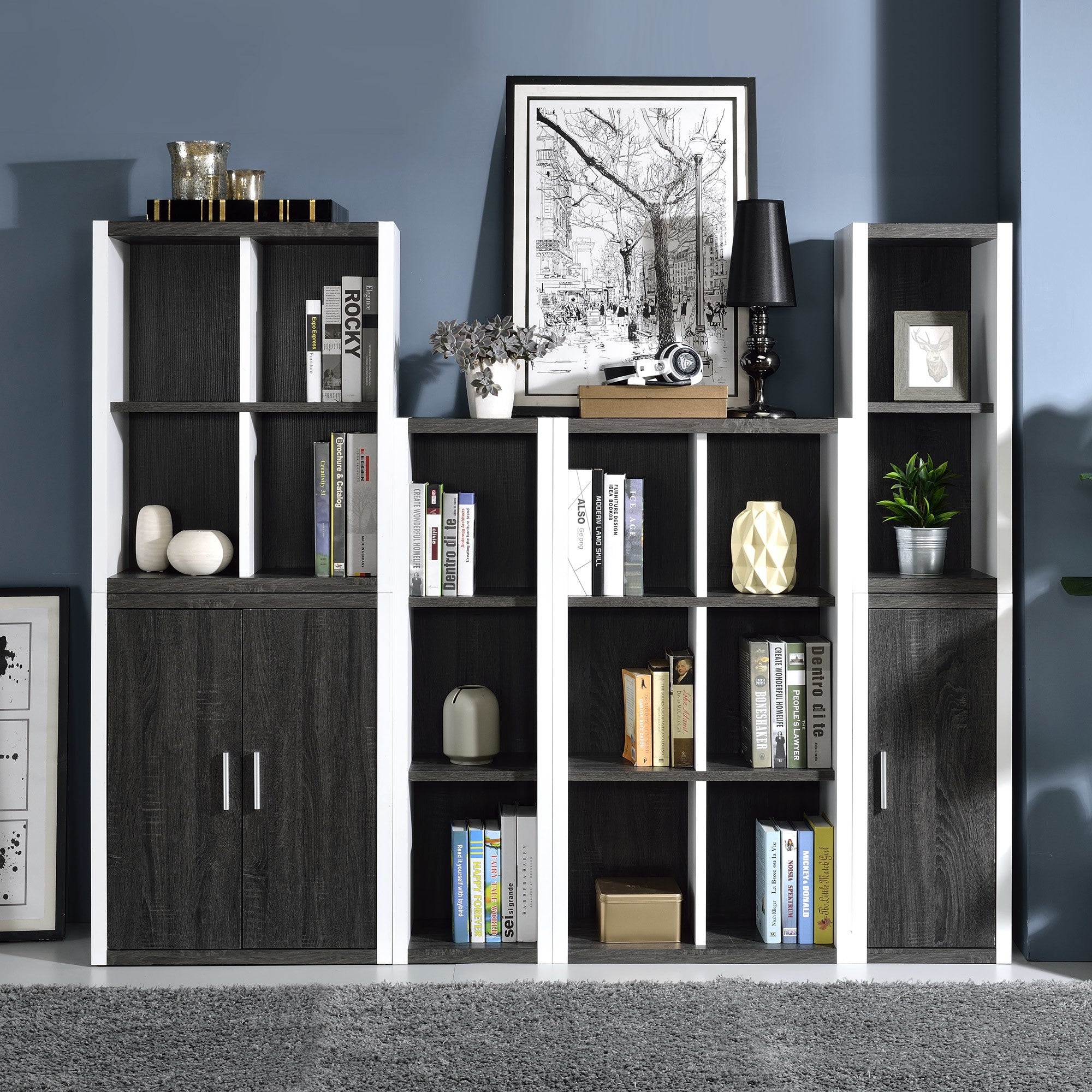 Modern deals grey bookshelf