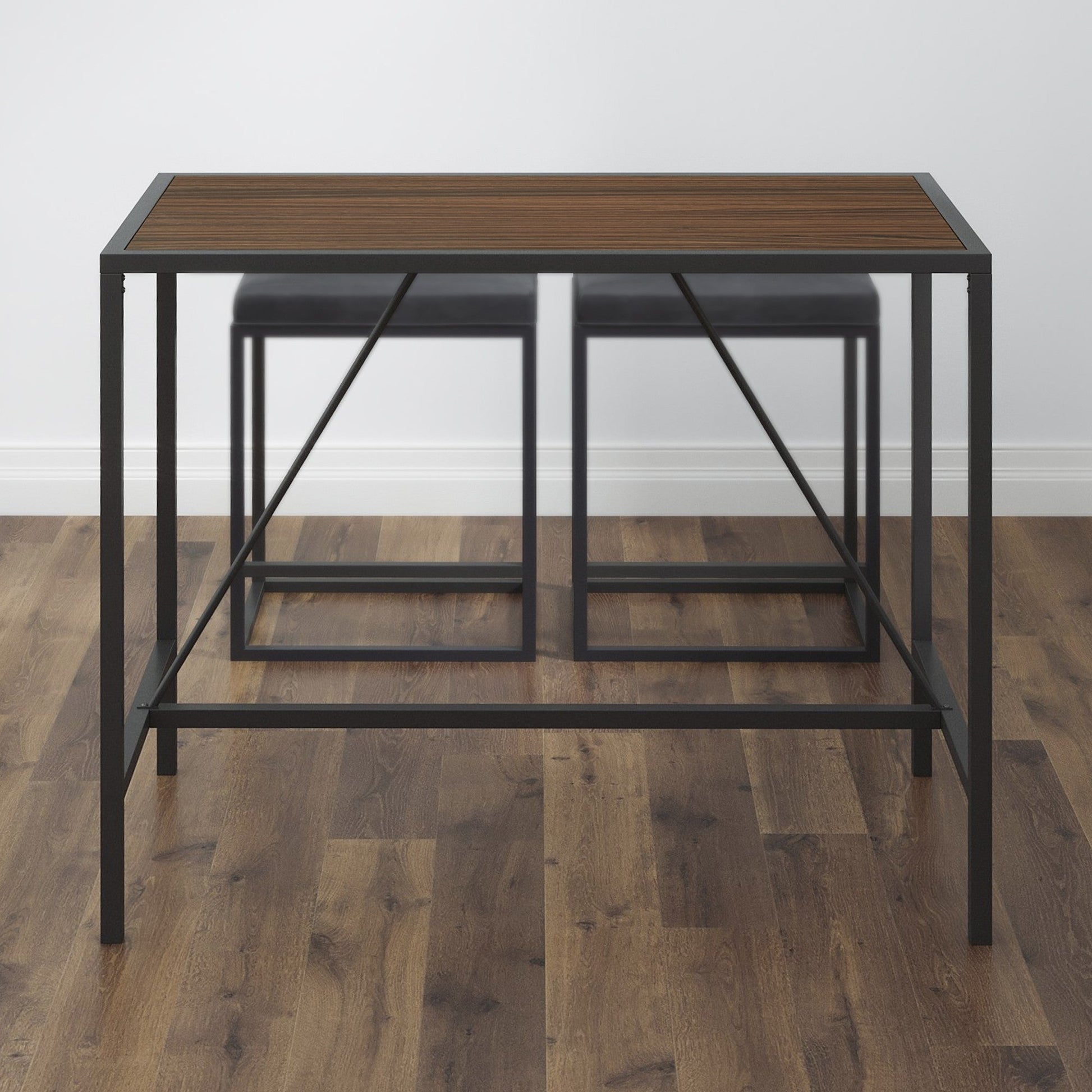 HomeRoots Modern Geo Black and Walnut Bar Dining Table