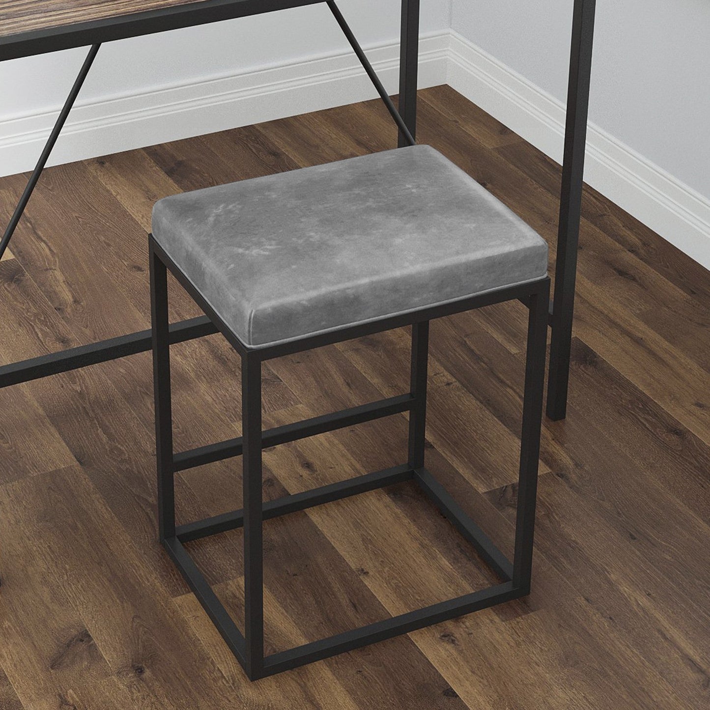 HomeRoots Modern Geo Grey Leather Bar Stools in Set of 2