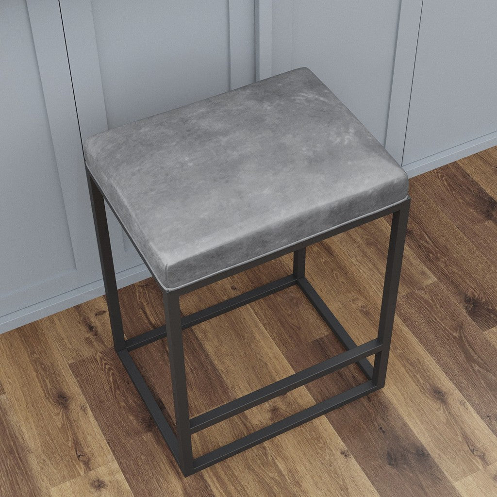 HomeRoots Modern Geo Grey Leather Bar Stools in Set of 2
