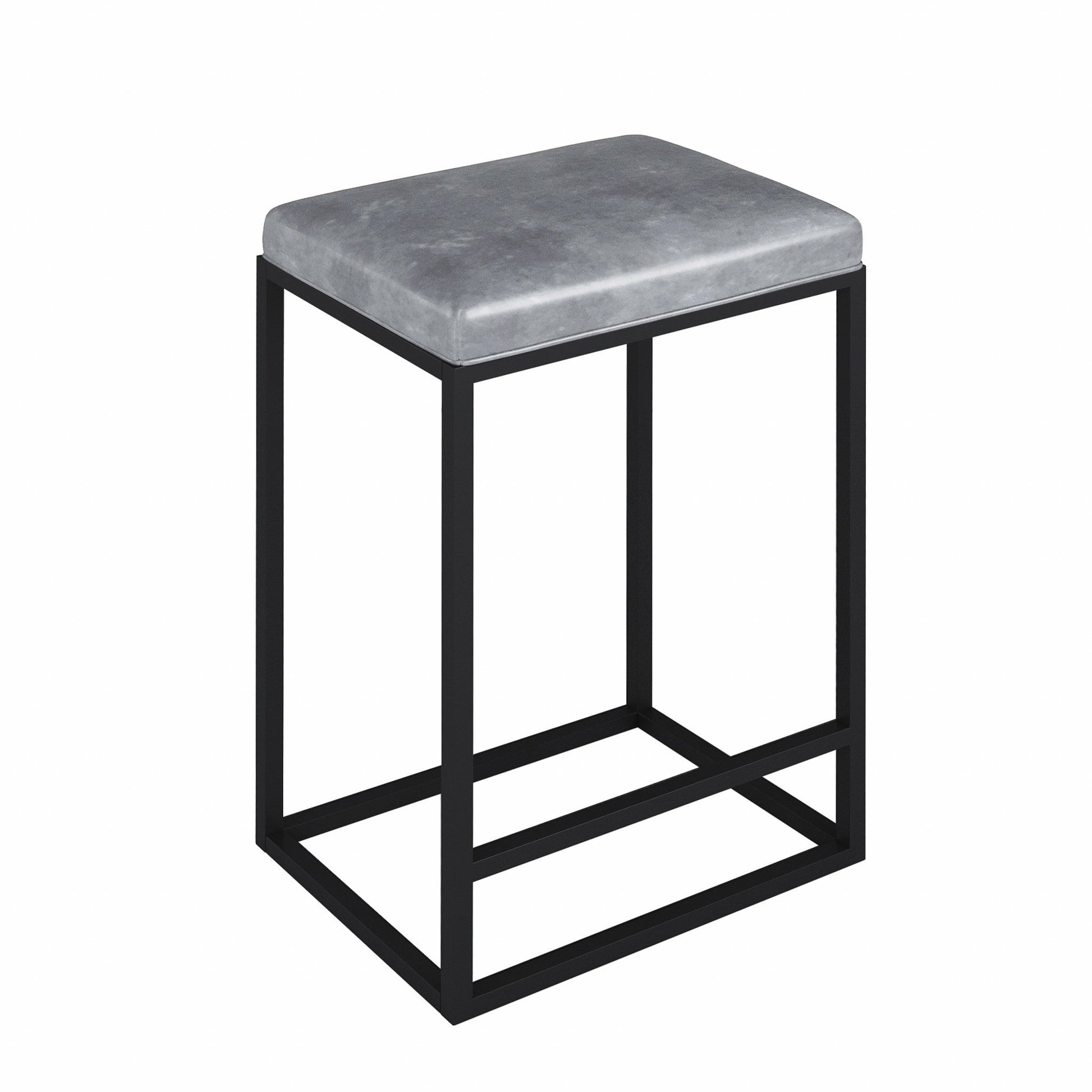HomeRoots Modern Geo Grey Leather Bar Stools in Set of 2