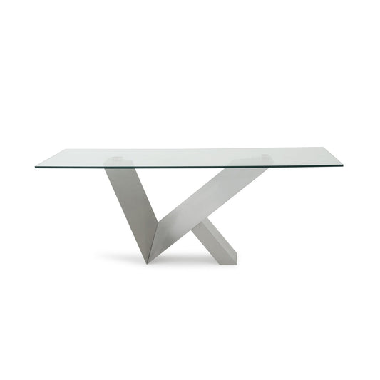 HomeRoots Modern Glass And Stainless Steel Dining Table