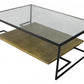 HomeRoots Modern Glass Coffee Table With Black and Gold Finish