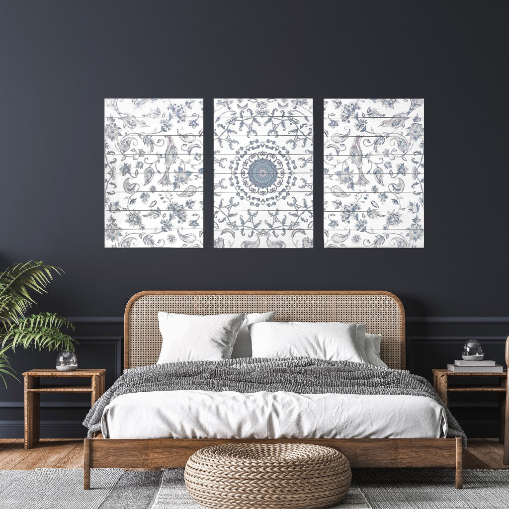 HomeRoots Modern Gray Chinoiserie Wood Plank Wall Art