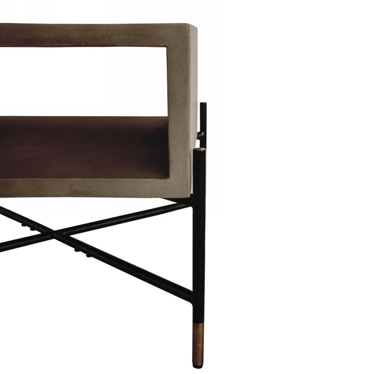 HomeRoots Modern Gray Concrete and Black Metal Coffee Table