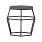 HomeRoots Modern Gray Concrete and Black Metal Hexagonal End Table