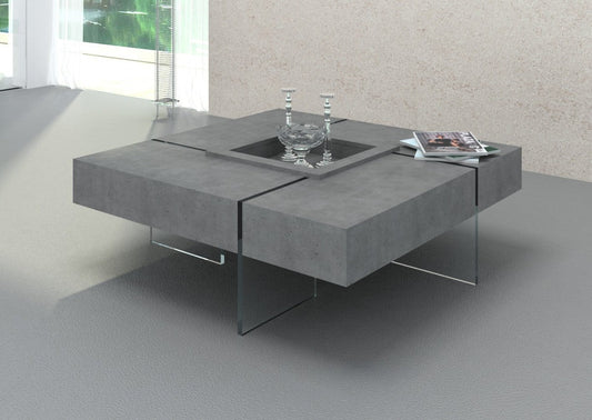 HomeRoots Modern Gray Faux Concrete and Glass Floating Coffee Table