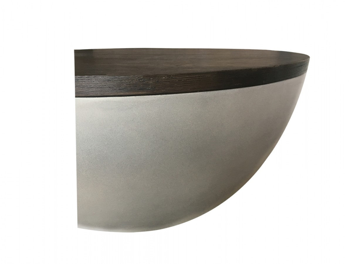 HomeRoots Modern Grey Concrete and Brown Oak Round Coffee Table