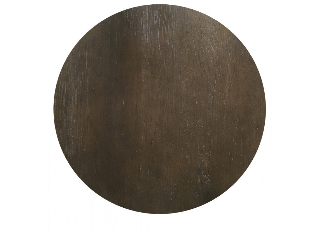 HomeRoots Modern Grey Concrete and Brown Oak Round Coffee Table