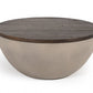 HomeRoots Modern Grey Concrete and Brown Oak Round Coffee Table