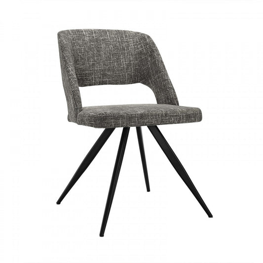 HomeRoots Modern Grey Fabric Dining Chair With Sleek Black Legs, Set of 2