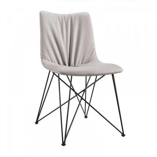 HomeRoots Modern Grey Leatherette Black Coated Metal Dining Chairs, Set of 2