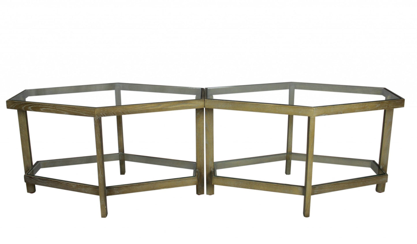 HomeRoots Modern Hexagonal Glass Top Coffee Table