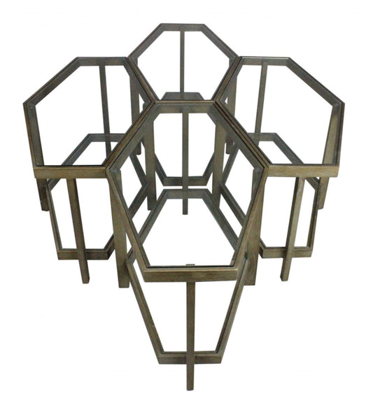 HomeRoots Modern Hexagonal Glass Top Coffee Table
