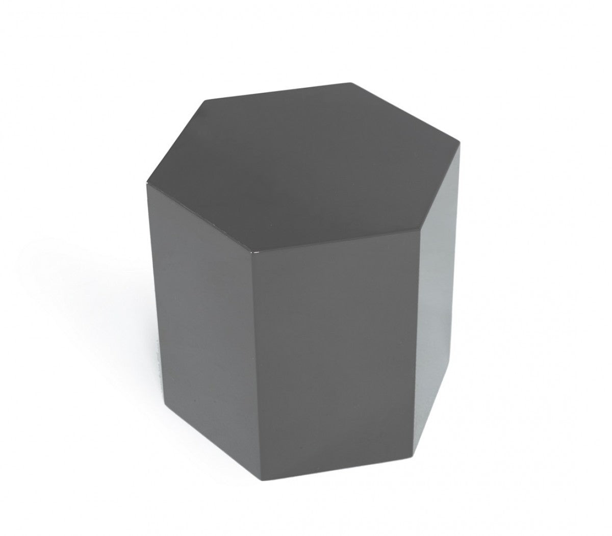 HomeRoots Modern High Gloss Hexagonal End Table With Light Grey Finish