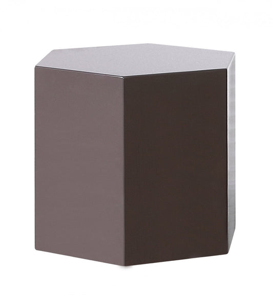 HomeRoots Modern High Gloss Hexagonal End Table With Light Grey Finish