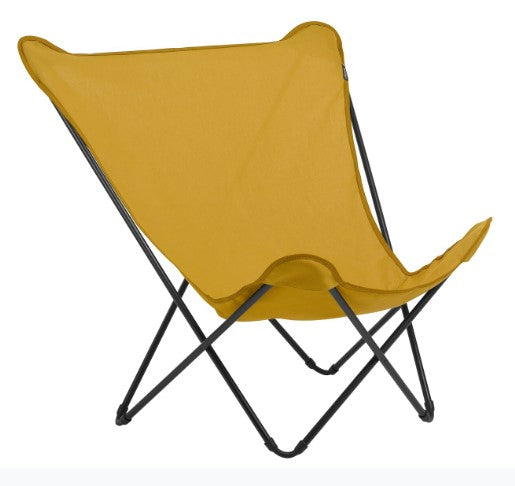 HomeRoots Modern Indoor Outdoor XL Folding Lounge Chair in Golden Yellow Finish