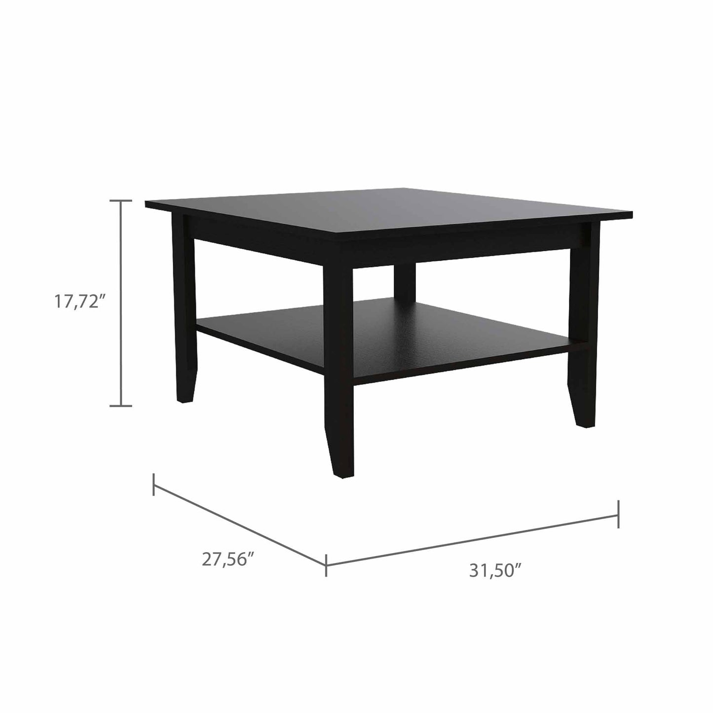 HomeRoots Modern Jet Black Coffee Table with Shelf