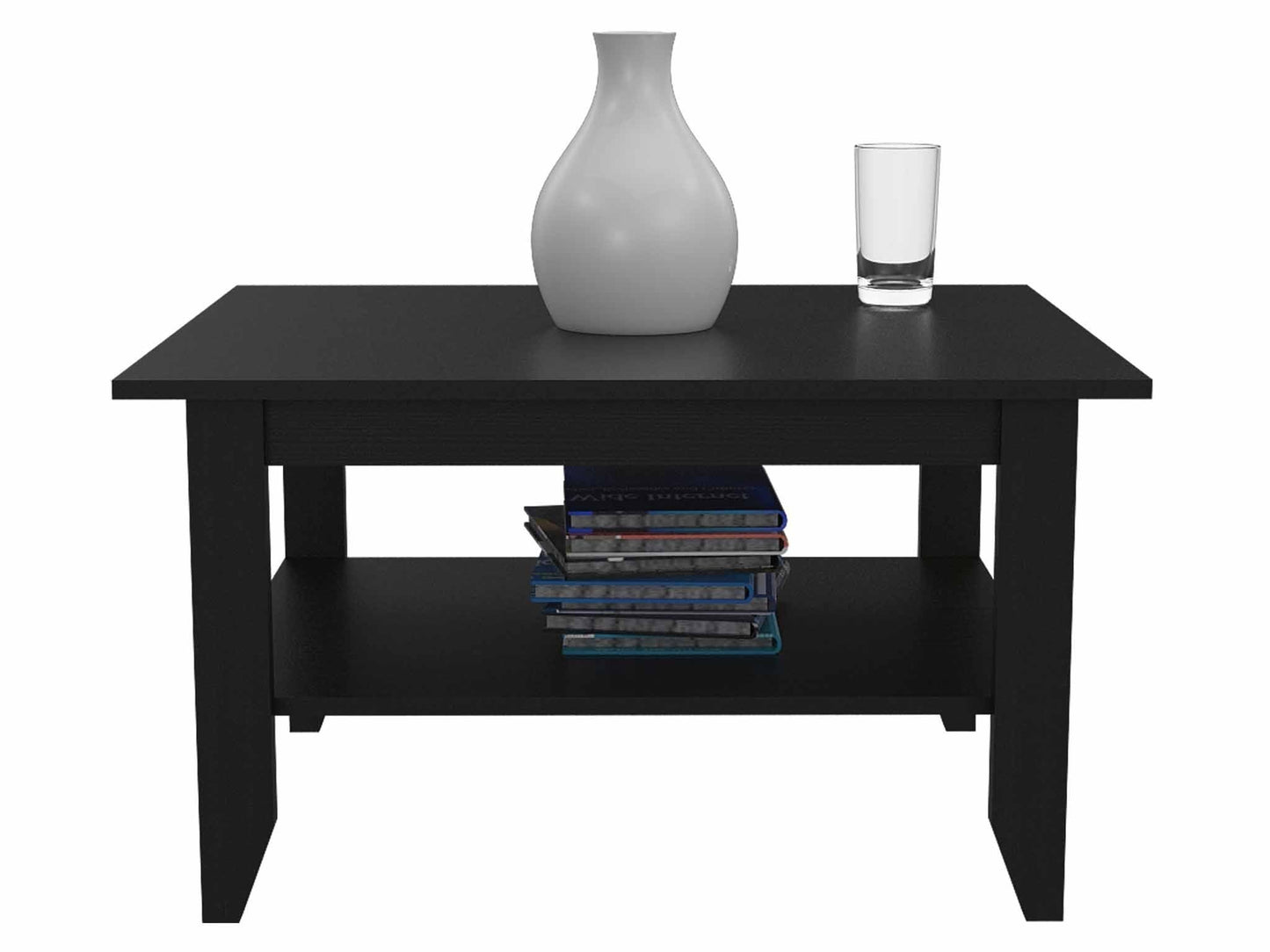 HomeRoots Modern Jet Black Coffee Table with Shelf