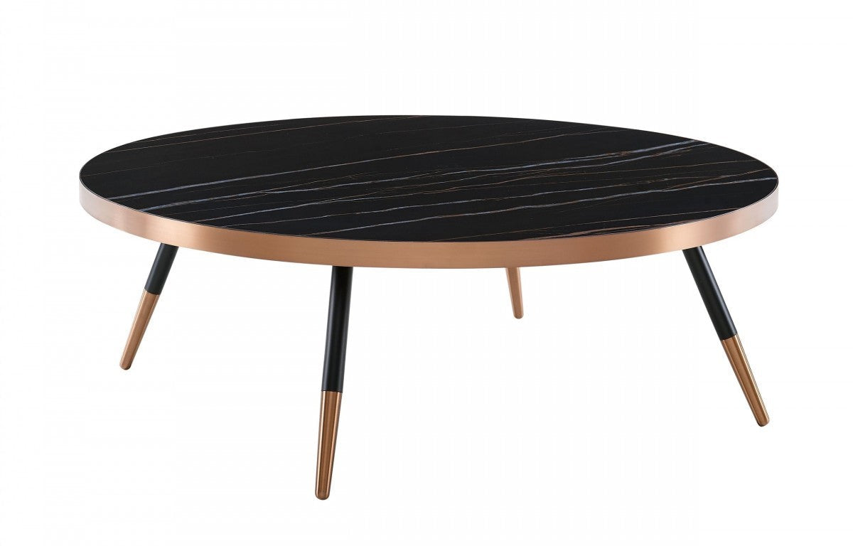 HomeRoots Modern Large Ceramic Coffee Table With Black and Gold Finish