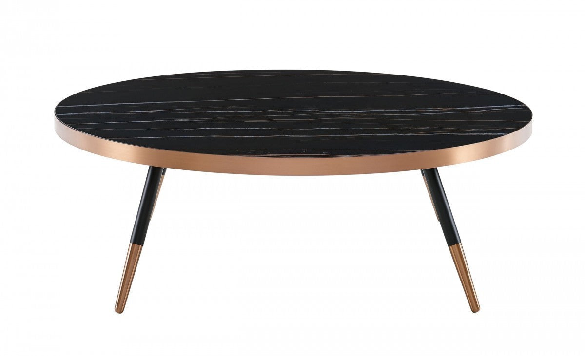 HomeRoots Modern Large Ceramic Coffee Table With Black and Gold Finish