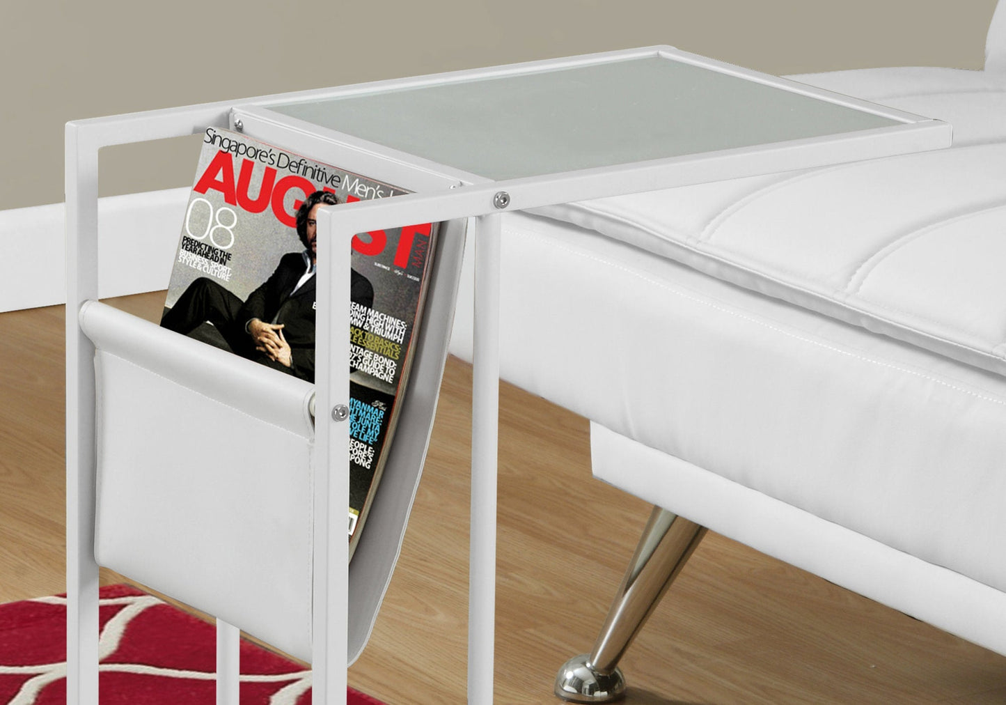 HomeRoots Modern Metal and Glass TV Table in White Finish