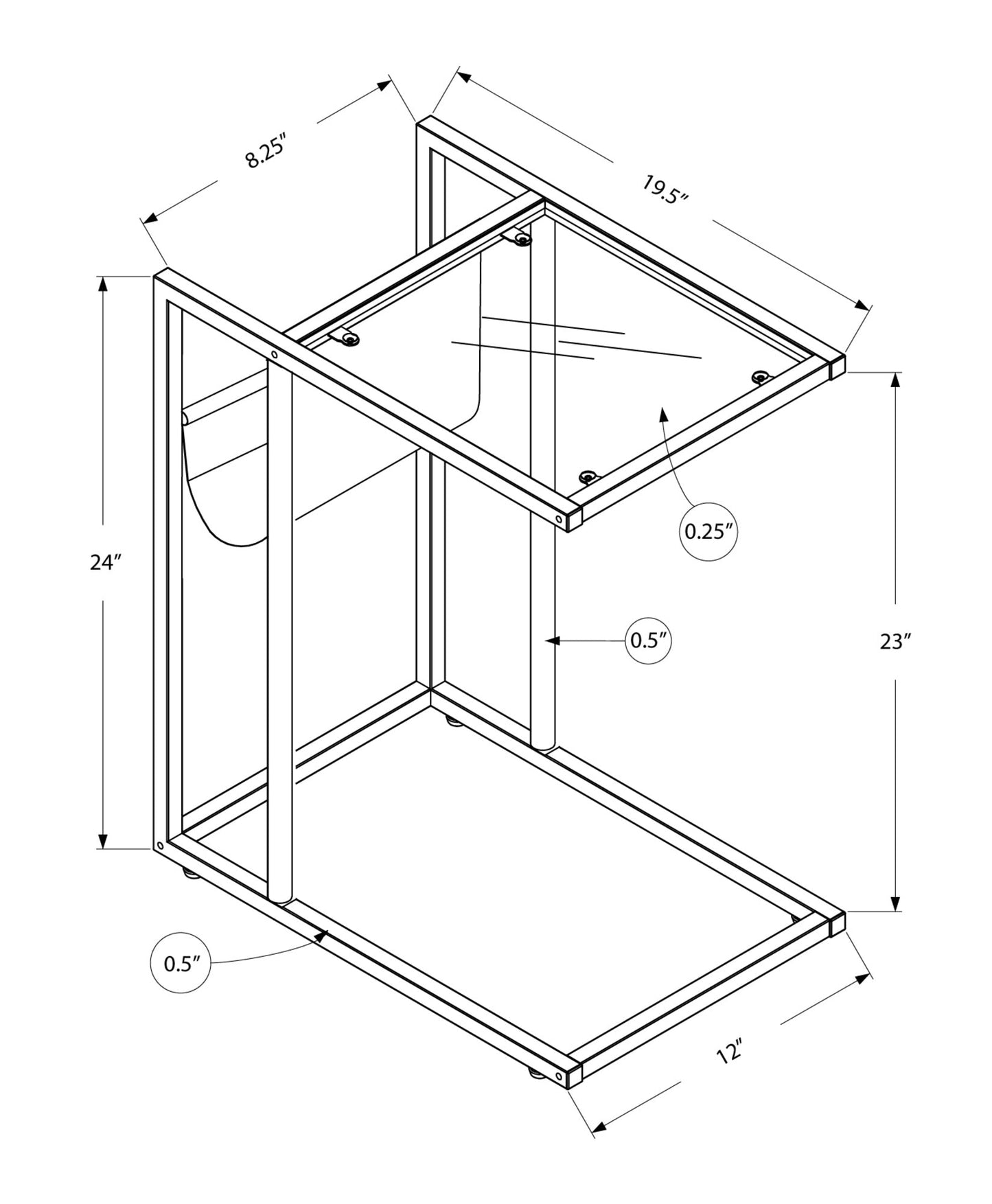 HomeRoots Modern Metal and Glass TV Table in White Finish