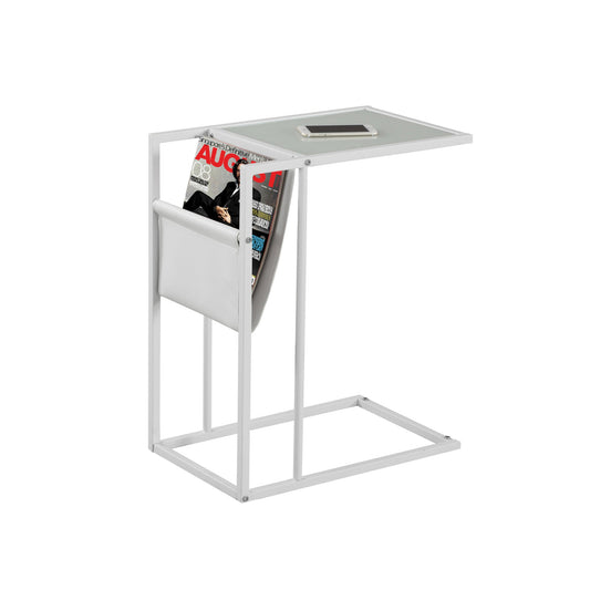 HomeRoots Modern Metal and Glass TV Table in White Finish