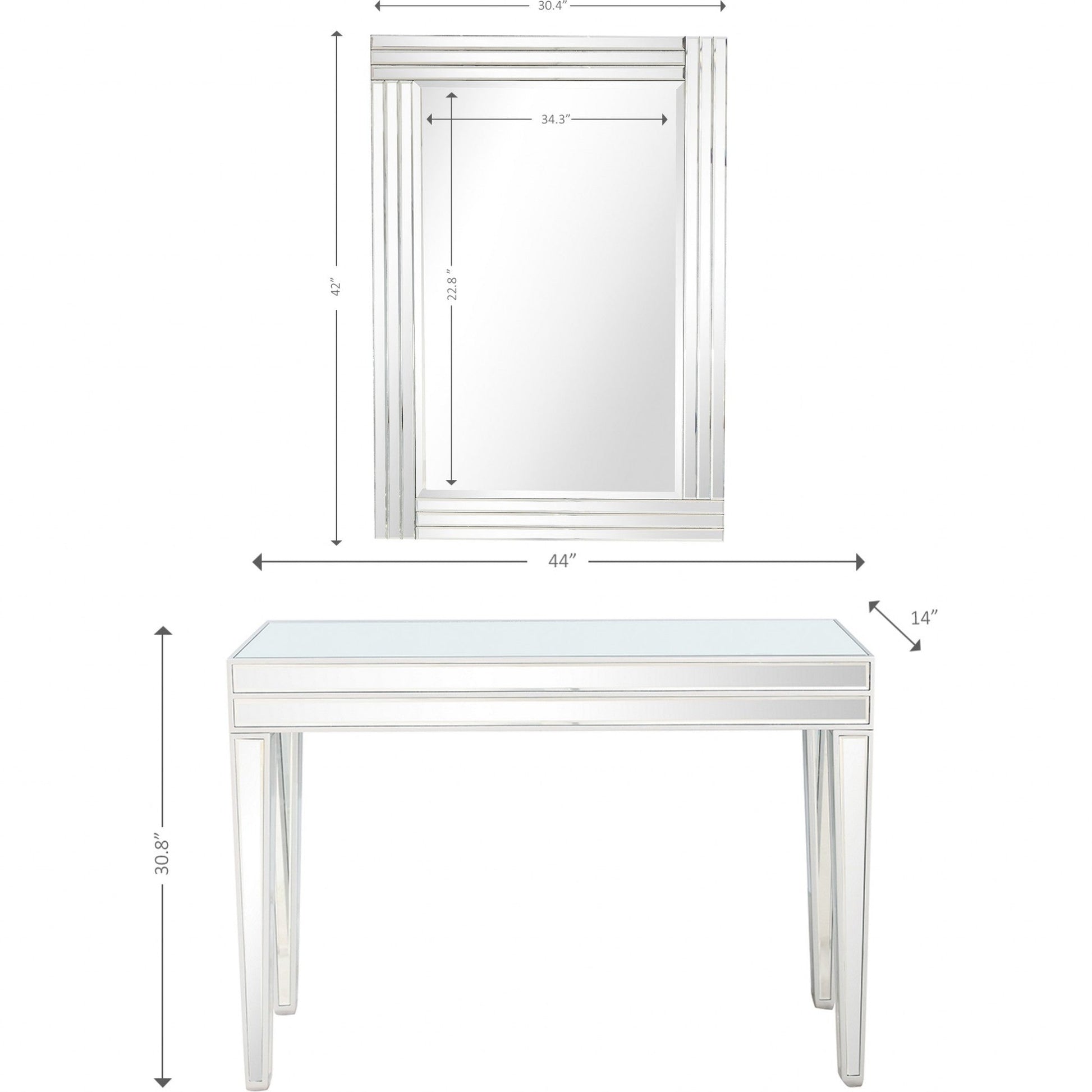 HomeRoots Modern Mirrored Console Table and Mirror Set