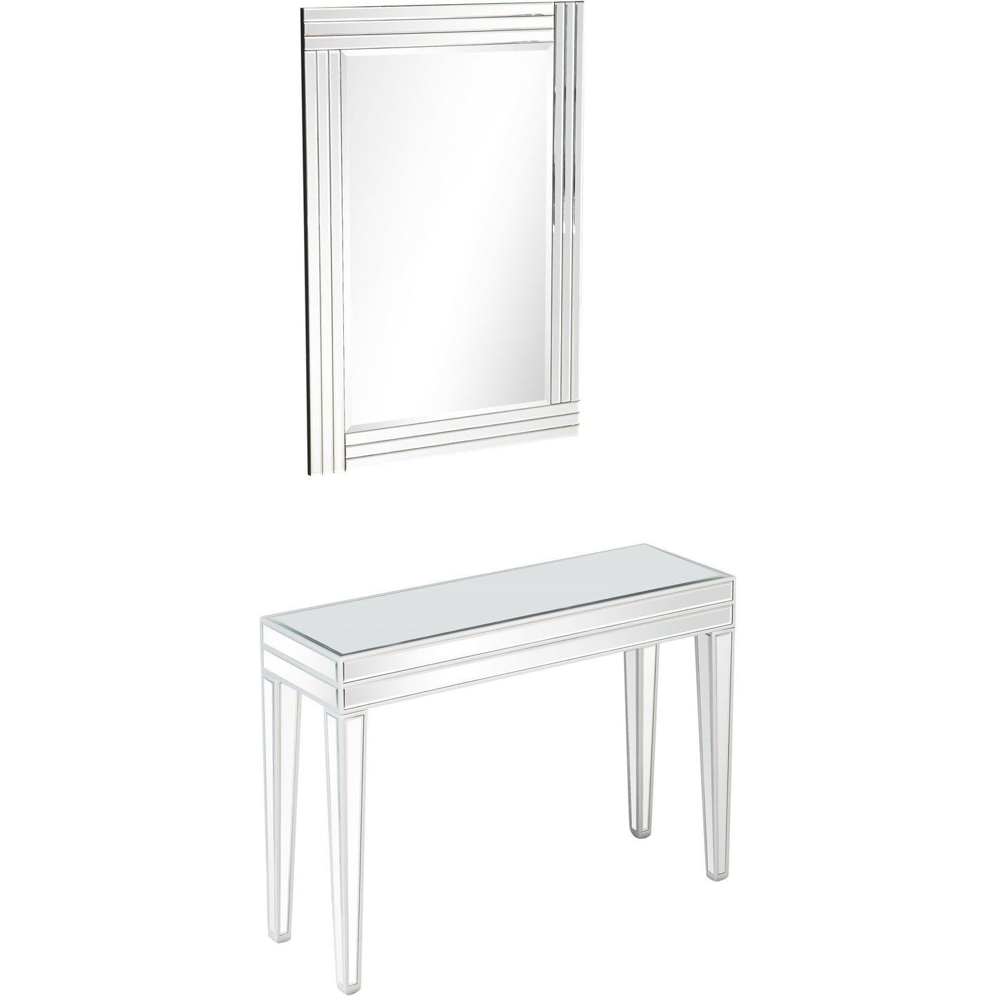 HomeRoots Modern Mirrored Console Table and Mirror Set