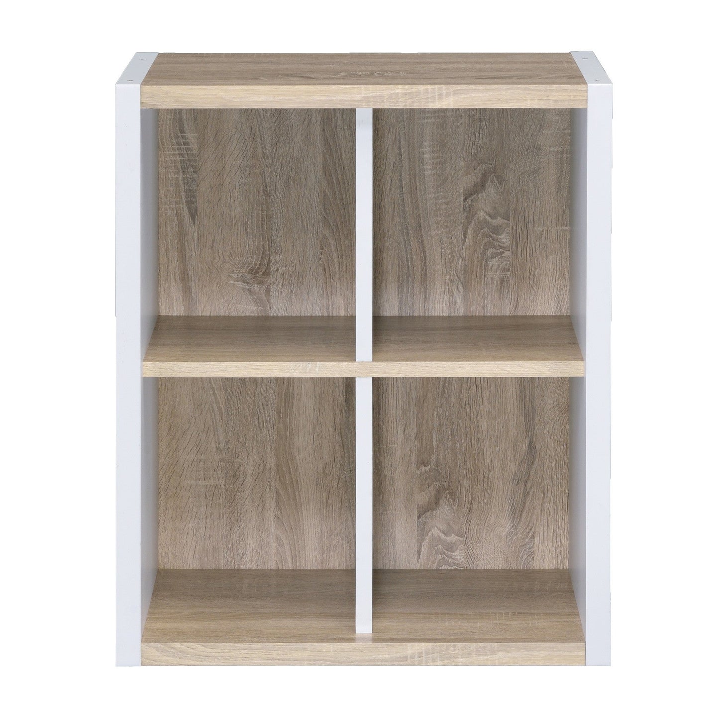 HomeRoots Modern Natural And White Four Cube Storage Bookshelf