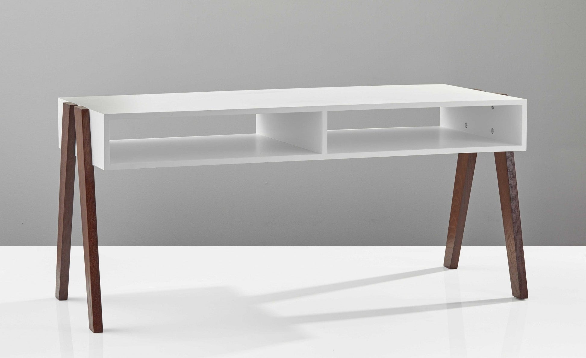 HomeRoots Modern Retro White and Walnut Finish Coffee Table