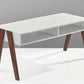 HomeRoots Modern Retro White and Walnut Finish Coffee Table