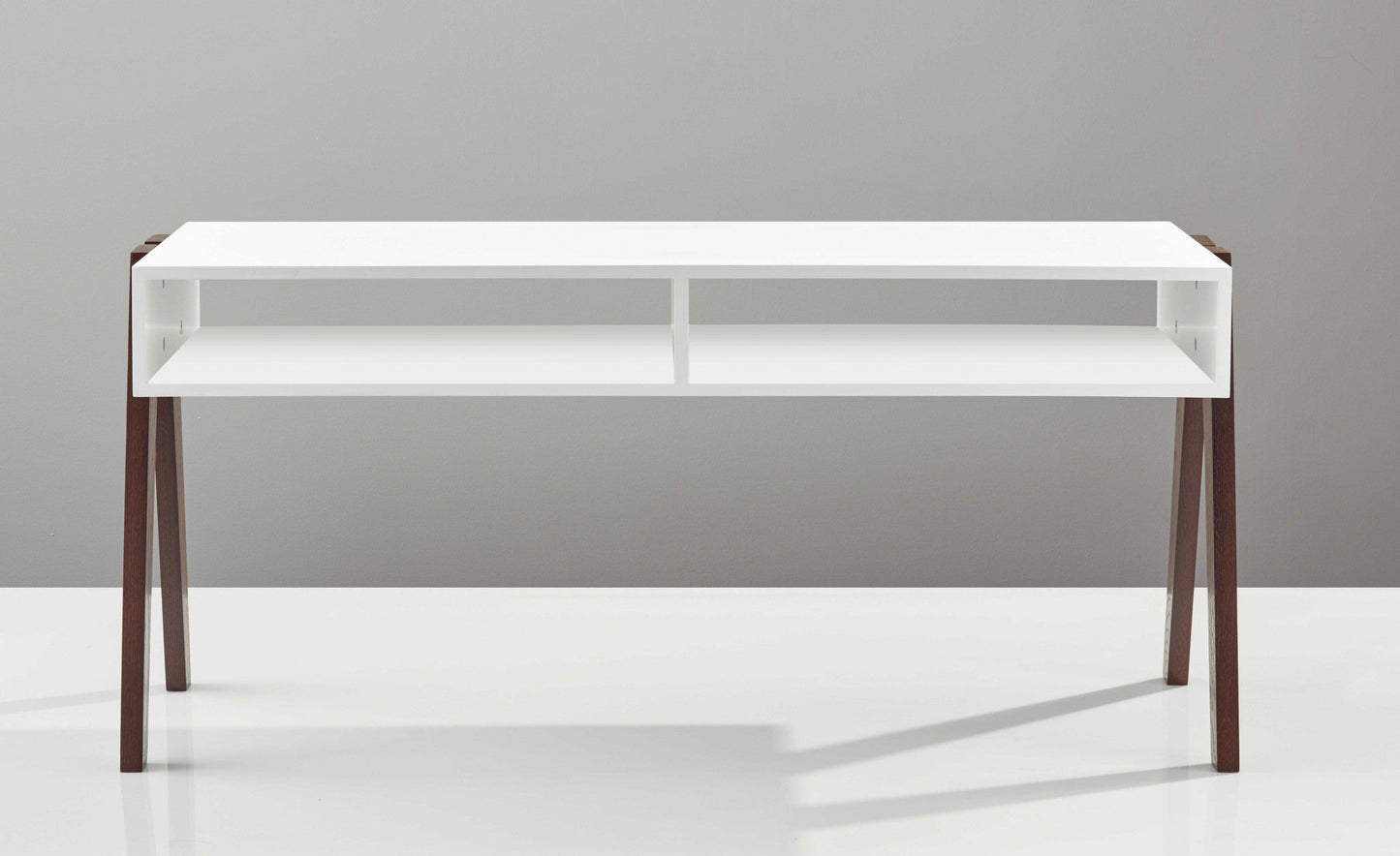 HomeRoots Modern Retro White and Walnut Finish Coffee Table