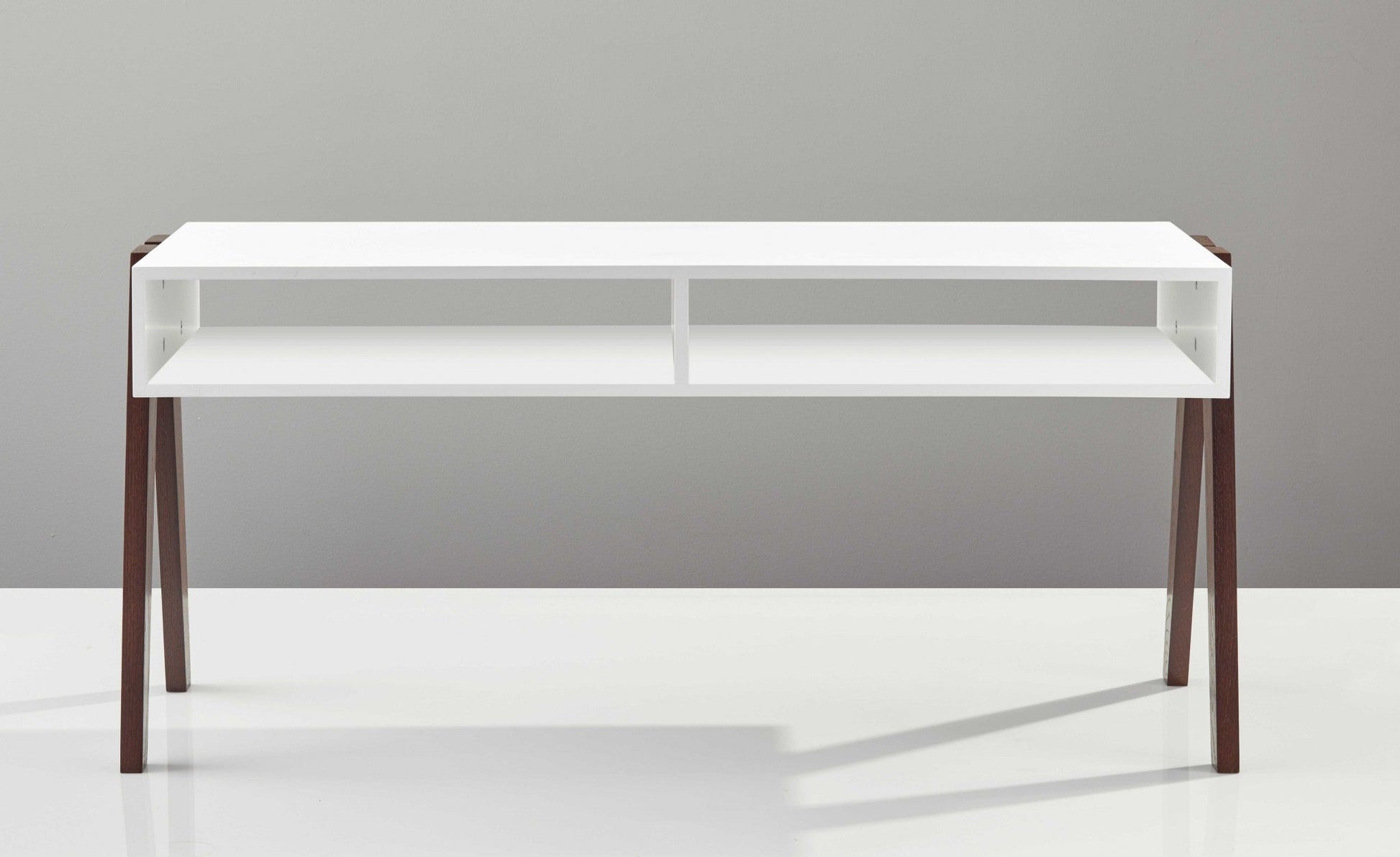 HomeRoots Modern Retro White and Walnut Finish Coffee Table