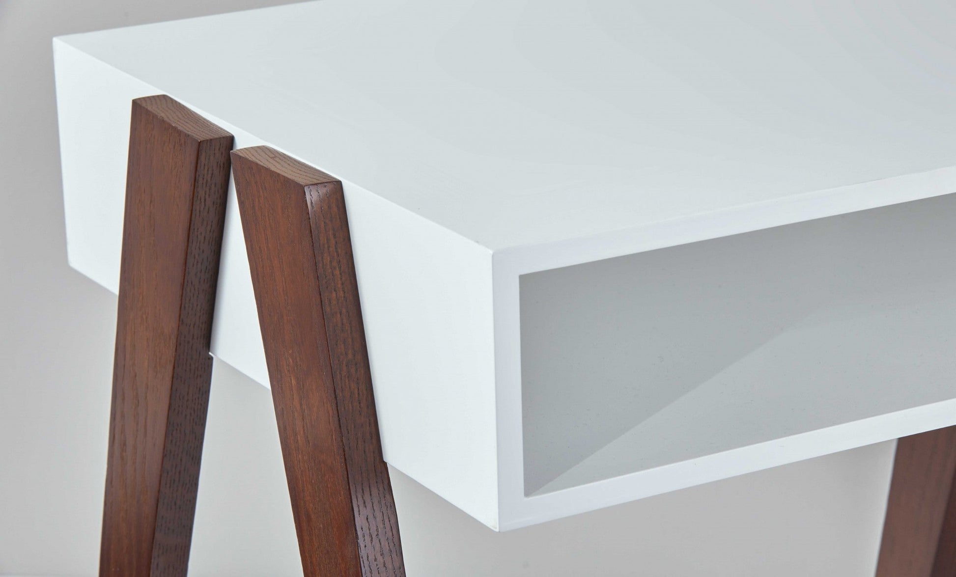 HomeRoots Modern Retro White and Walnut Finish Coffee Table