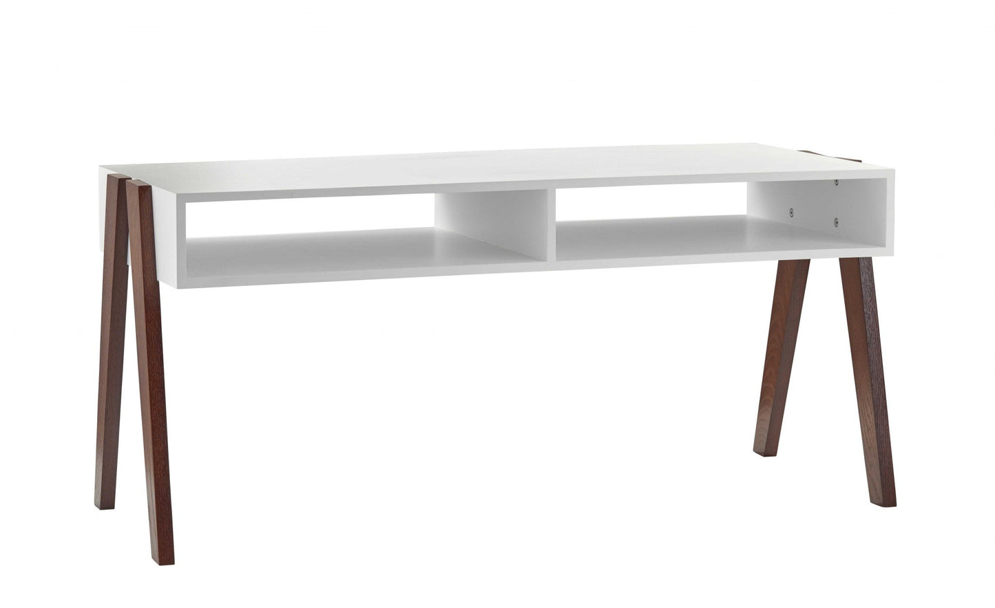HomeRoots Modern Retro White and Walnut Finish Coffee Table