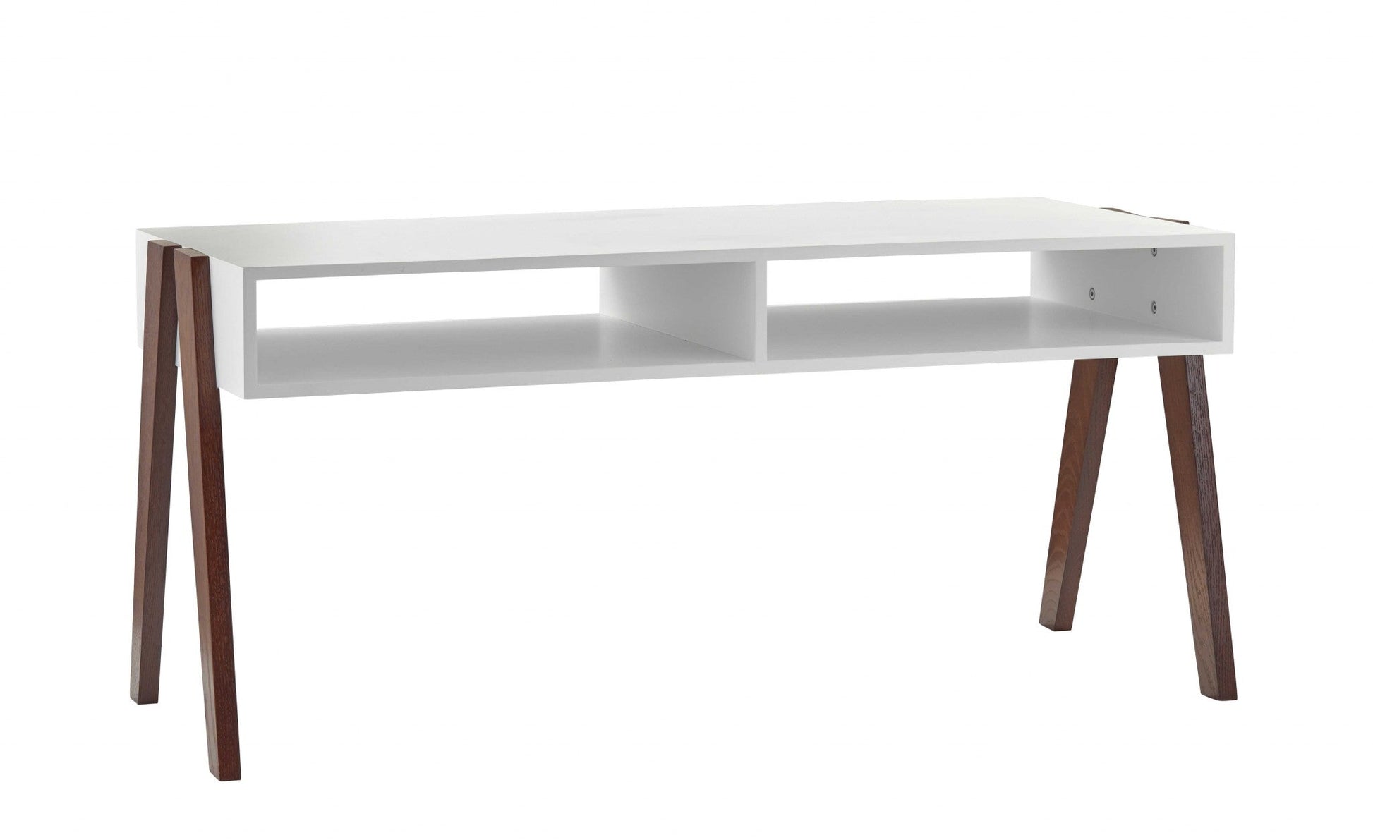 HomeRoots Modern Retro White and Walnut Finish Coffee Table