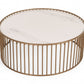 HomeRoots Modern Round White Faux Marble Coffee Table With Gold Base Finish