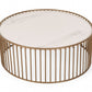 HomeRoots Modern Round White Faux Marble Coffee Table With Gold Base Finish