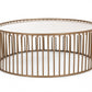 HomeRoots Modern Round White Faux Marble Coffee Table With Gold Base Finish