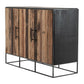 HomeRoots Modern Rustic Black And Natural Three Door Cabinet