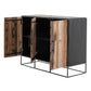 HomeRoots Modern Rustic Black And Natural Three Door Cabinet