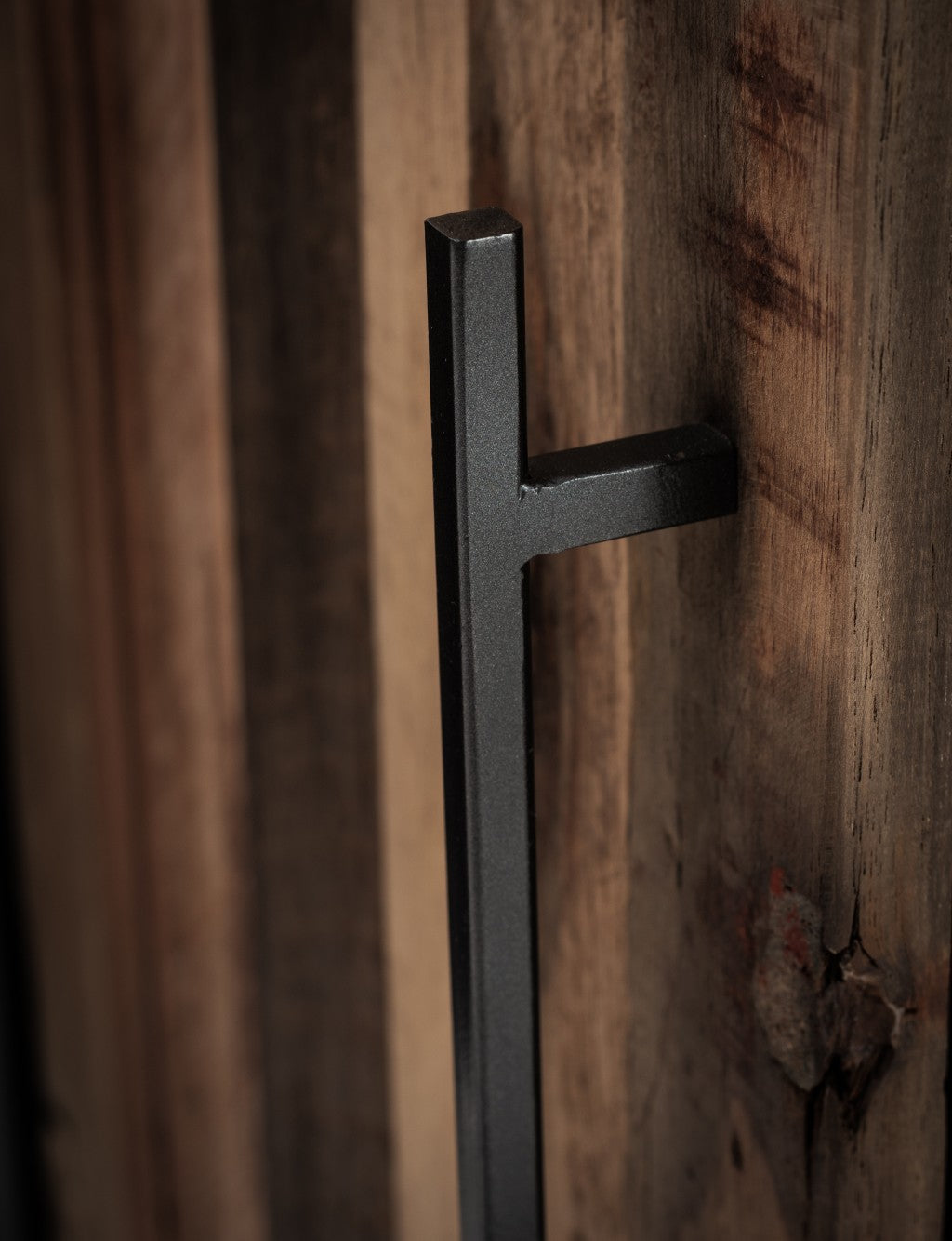 HomeRoots Modern Rustic Black And Natural Three Door Cabinet