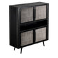 HomeRoots Modern Rustic Black Rattan Double Decker Accent Cabinet