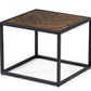 HomeRoots Modern Rustic Brown and Black Chevron Wood and Metal End Table