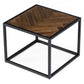 HomeRoots Modern Rustic Brown and Black Chevron Wood and Metal End Table