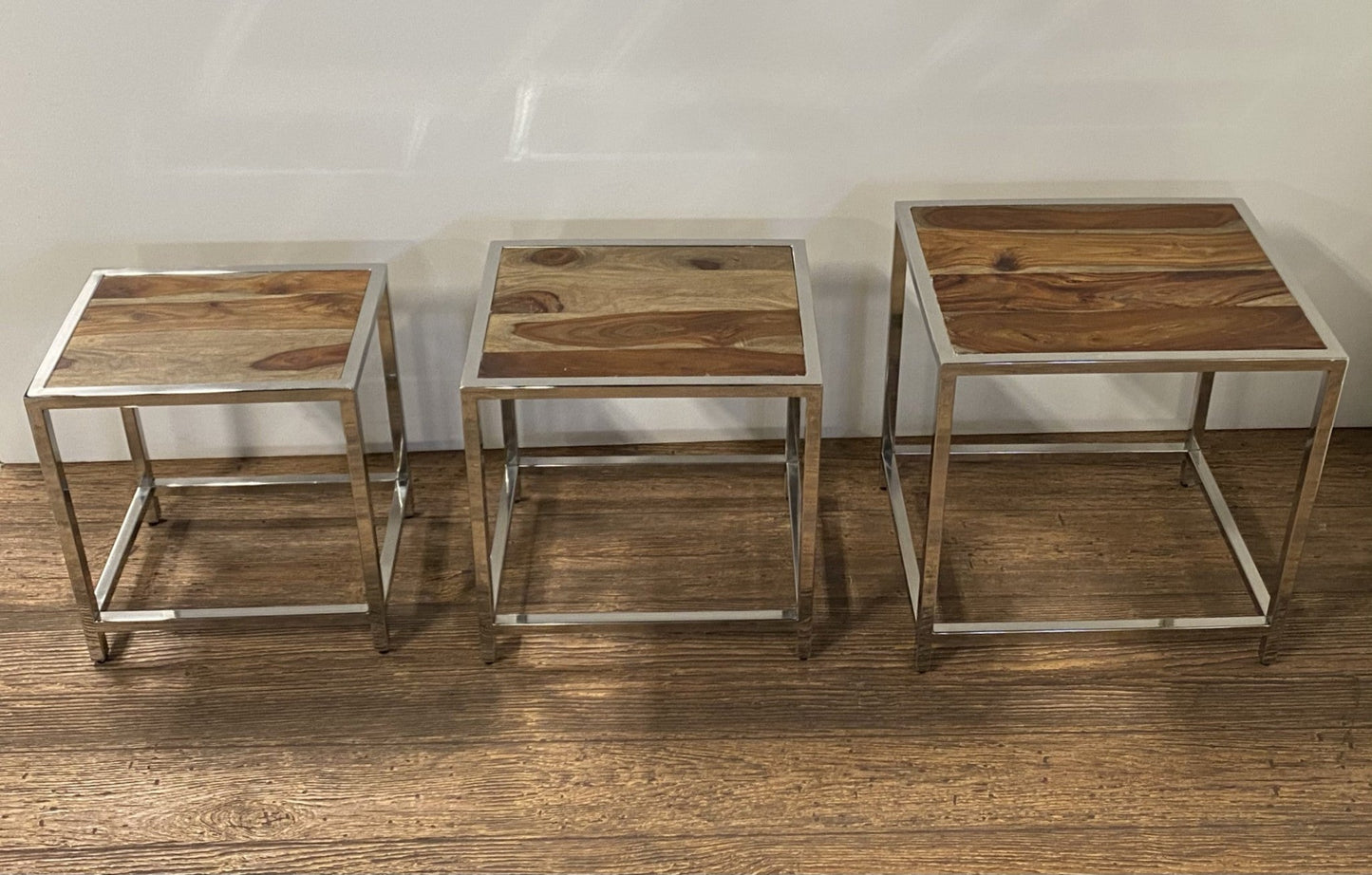 HomeRoots Modern Rustic Nesting Tables in Set of 3